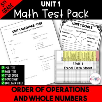 Preview of Order of Operations and Whole Numbers Printable Test Pack - 5th Grade Unit 1