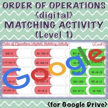 Preview of Order of Operations {digital} Matching Activity (Level 1)  (Distance Learning)