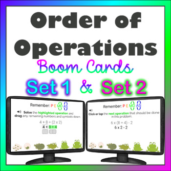 Preview of Order of Operations distance learning Boom Cards Set 1 and Set 2 Bundle