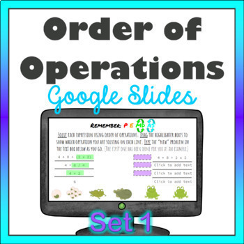 Preview of Order of Operations distance learning Google Slides Set 1