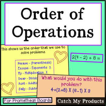 Preview of Order of Operations PEMDAS for PROMETHEAN Board