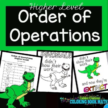 Preview of Order of Operations (higher level) Coloring Book Math