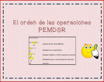 Preview of Order of Operations in Spanish