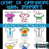 Order of Operations w/ Integers T-Shirt Coloring Activity