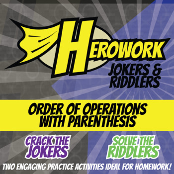 Preview of Order of Operations w/Parenthesis Printable Activities - Herowork Worksheets