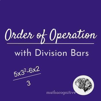 Preview of Order of Operations with Division Bars - 6.EE.A.2c (Digital/Drive Resource)