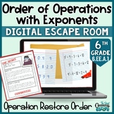 Order of Operations with Exponents Digital Escape Room 6th