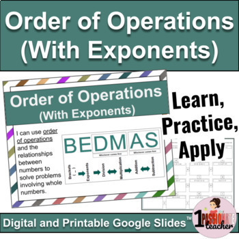 Preview of Order of Operations with Exponents | Digital Math Activities