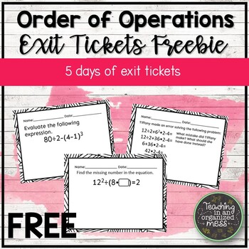 Preview of Order of Operations with Exponents Exit Tickets