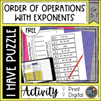 Preview of Order of Operations with Exponents I Have It Math Cut & Paste - No Prep - FREE