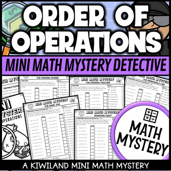 Preview of Order of Operations with Exponents PEMDAS Math Mystery Activity Worksheets