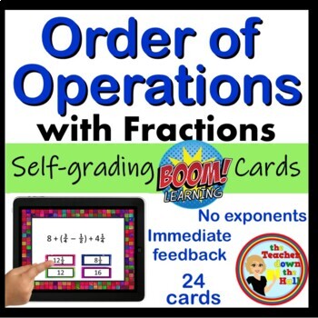Preview of Order of Operations with Fractions Boom Cards Digital Math