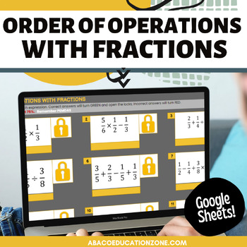 Preview of Order of Operations with Fractions Lock Activity (PEMDAS/BODMAS)