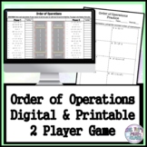 Order of Operations with Integers 2 Player Game Printable 