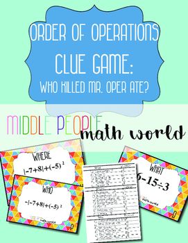 Preview of Order of Operations with Integers Clue Game Task Cards