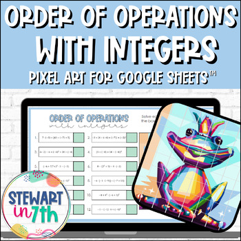 Preview of Order of Operations with Integers Digital Pixel Art Activity
