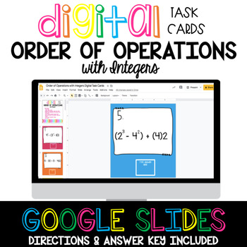 Preview of Order of Operations with Integers Digital Task Cards Distance Learning