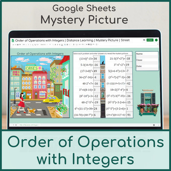 Preview of Order of Operations with Integers | Distance Learning | Mystery Picture | Street