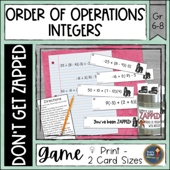 Preview of Order of Operations with Integers Don't Get ZAPPED Partner Math Game Review