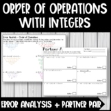 Order of Operations with Integers - Error Analysis + Partner Pair
