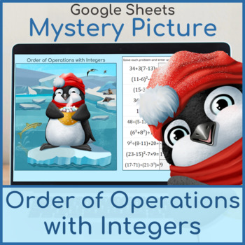 Preview of Order of Operations with Integers | Mystery Picture Christmas Penguin