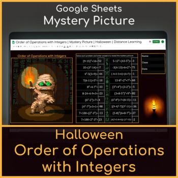 Preview of Order of Operations with Integers | Mystery Picture | Halloween