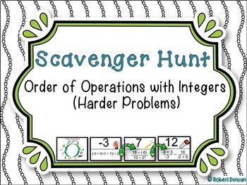 Preview of Order of Operations with Integers - Scavenger Hunt (Harder Problems)