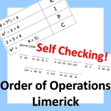 Order of Operations with Negatives Limerick Poem Activity