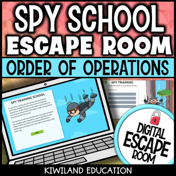 Preview of Order of Operations with No Exponents Digital Escape Room Activity Game Spy