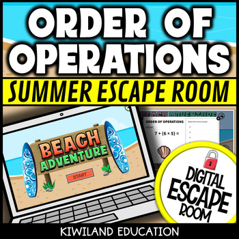 Preview of Order of Operations with No Exponents Summer Digital Escape Room 5th Grade Math
