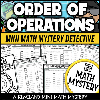 Preview of Order of Operations with No Exponents a PEMDAS Math Mystery Activity Worksheets