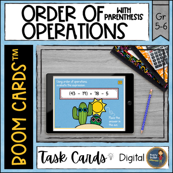 Preview of Order of Operations with Parenthesis Boom Cards™ Digital Task Cards