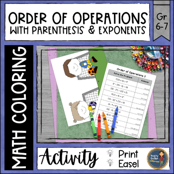 Preview of Order of Operations with Parenthesis & Exponents 3 Math Color by Number