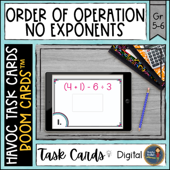 Preview of Order of Operations with Parenthesis Havoc Boom Cards™ Digital Task Cards