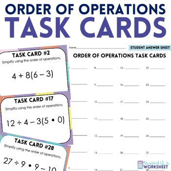 Preview of Order of Operations with Whole Numbers Math Task Cards