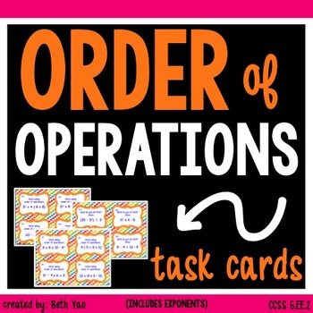 Preview of Order of Operations (with exponents) Task Cards