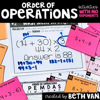 Preview of Order of Operations (without exponents) Task Cards