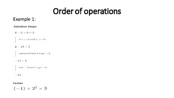Preview of Order of operations