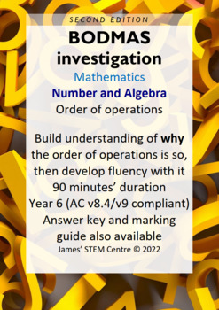 Preview of Order of operations (BODMAS) investigation (editable) - AC Year 6 Maths (2nd ed)