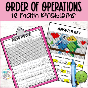 Preview of Order of operations Valentine's Day Math Mystery Picture Activity Worksheet