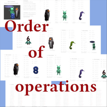Preview of Order of operations with integers for 3rd and 4th grades