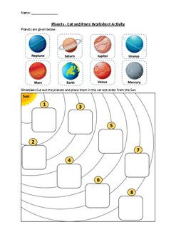 Preview of Order of the Planets - Cut and Paste Worksheet | Printable PDF & Easel Activity