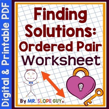 Preview of Ordered Pair Solutions to Linear Equations Worksheet