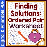 Ordered Pair Solutions to Linear Equations Worksheet