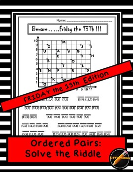 Preview of Ordered Pair : Solve the Riddle - Friday the 13th Theme