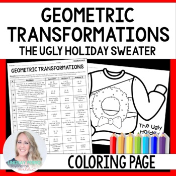 Preview of Ordered Pair Transformations | Christmas Math Coloring Worksheet