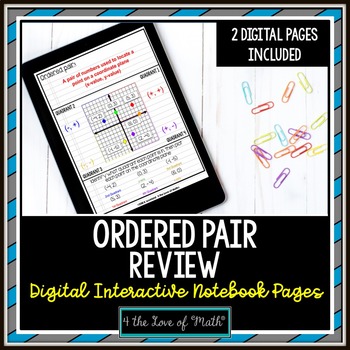 Preview of Ordered Pairs Digital Interactive Notebook Pages