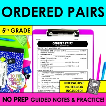Preview of Ordered Pairs Notes & Practice | Graphing in Quadrant One Notes