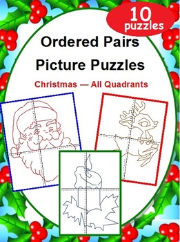 Preview of 10 Ordered Pairs Mystery Picture Puzzles (All Quadrants - Christmas)