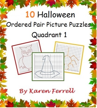 Preview of 10 Ordered Pairs Mystery Picture Puzzles (Quadrant One - Halloween)